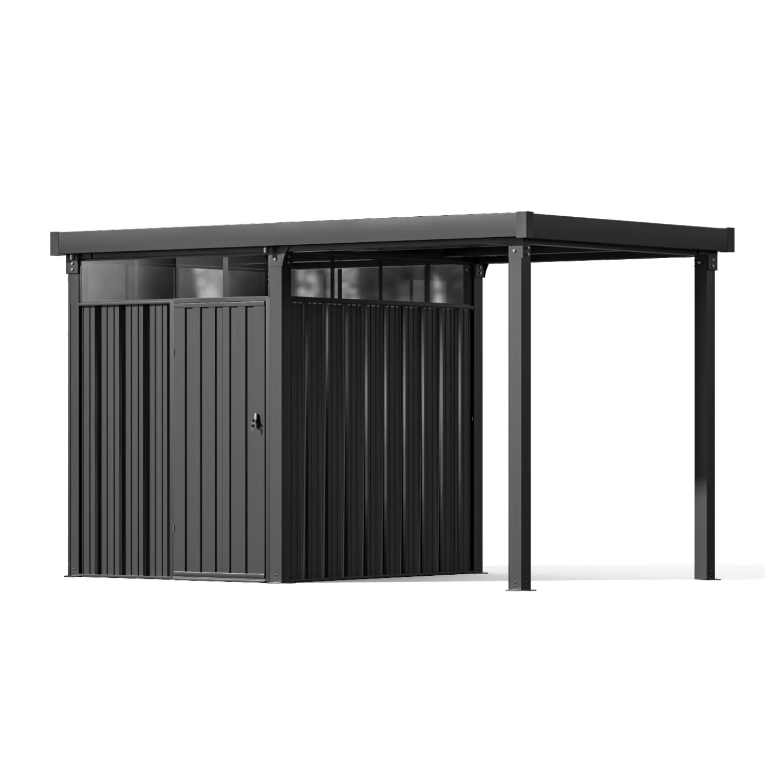 Galvanized steel metal storage shed — outdoor garden storage solution